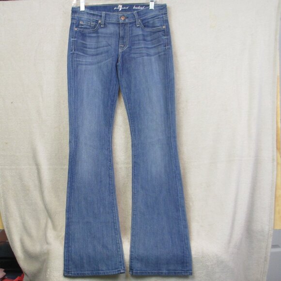 7 For All Mankind Jeans Womens Size 27 Blue Wash Bootcut Flare Leg USA - Picture 1 of 6